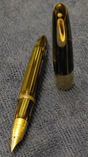 VTG 30s Sheaffer Balance Oversize GoldeBrown Striated Fountain Pen 14K Nib As Is picture