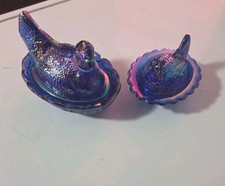 Mosser  Carnival Cobalt Glass Hen on Nest Cellar 4