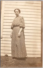 Vintage 1910s Real Photo RPPC Postcard / Woman Posing on Side of House / Unused picture