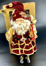 Rare Vintage Dillards Red & Gold Trimmings Santa Ornament Doll 9