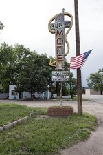 Rocky Ford Colorado 2015 Curve Motel Sign U.S. Highway 50 American Flag picture