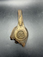 Antique US Indian Wars Spanish American War Brass Leather Sword Frog Hanger picture