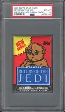 1983 Topps Star Wars Return of the Jedi Series 2 Wax Pack Baby Ewok PSA 6 EX MT picture