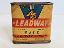 Hard to Find Vintage 1930's Leadway Mace Spice Cardboard Tin Chicago picture