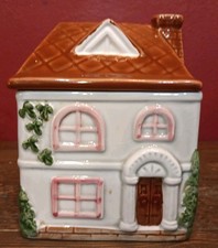 Vintage Ceramic House Canister Jar with Lid, 1980s. picture