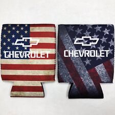 2 Chevy Chevrolet Fan Beer Can Cooler Coozie Koozie USA Flag Gift QTY 2 picture