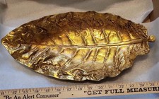 Vintage Antique Solid Brass White Barley Tobacco Leaf Bowl Container, By Cambron picture