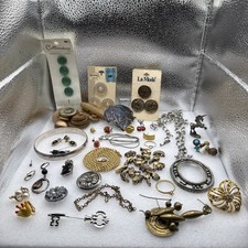 Vintage Junk Drawer Lot Jewelry Buttons Earrings Etc Lot 12 - A picture