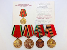 Soviet Veteran Medals Set for Victory in WW2 1941-1945 USSR with Document picture