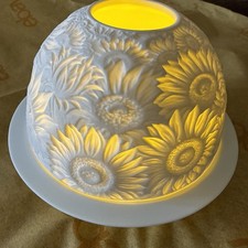 Love This 3D Design Of “sunflowers” 2 Piece Ceramic Candle Holder W/candle picture
