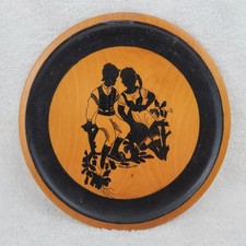 Romanian Wooden Plate Folk Art Vintage 1983 9.5