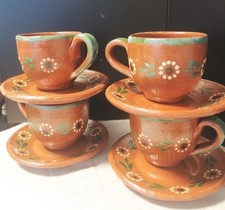 PLATO Y TAZA DE BARRO HECHOS AMANO ARTESANIA MEXICANA picture