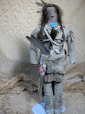 Rare Native American Sioux Indian Doll Museum Piece Leather & Beads 1800s 14” picture