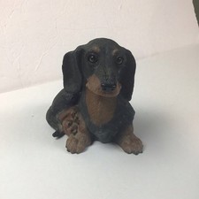  Vintage 1994 Homco Dachshund Black Brown Dog Statue 6” picture