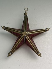 Vintage Victorian Tiffany Style Christmas Ruby Red Stained Glass Star Ornament picture