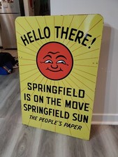 c.1964 Original Vintage Springfield Sun Newspaper Sign Metal 2 Sided Gas RARE  picture