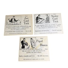 Vintage Adams Magic Card Trick Set Ace Spotter Papel Blanco Lot of 3 Illusions picture