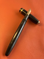 Vintage Parker Duofold AF Black Fountain Pen 14K Gold Nib Button Filler picture