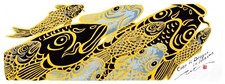 Japanese Cotton Tenugui Tapestry Hand Towel Bento Cloth Tōryūmon - Carp Climbing picture