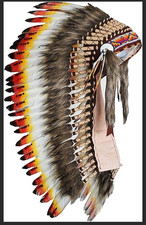 Native American Inspired Headdress - Handcrafted with Genuine Feathers and Beads picture