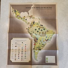 Original 1942 WWII Pictorial Propaganda Map Resources of the Americas CIAA picture