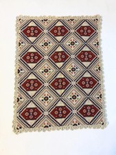 Vintage Greek Balkan Folk Embroidered Table Mat Runner Geometric Crochet Lace  picture