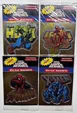 1996 Marvel Comics Super Heroes Die-Cut Fridge Magnets Lot 4 Hulk Spider-Man picture