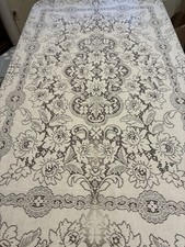 Vintage Quaker Lace Banquet Tablecloth White Floral 66x89 Rectangle Clean picture