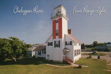 Cheboygan River Front Range Light Great Lakes Lighthouse Michigan MI -- Postcard picture