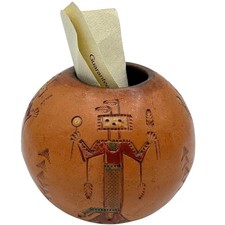 Vintage 1996 Ken & Irene White KW Navajo Yei Seed Pot - Hand Carved Clay w/ COA picture