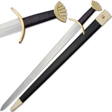 Ulfberht Lobed Viking Sword Brass Guard Handmade 1045 HC Steel Full Tang 37.5in picture