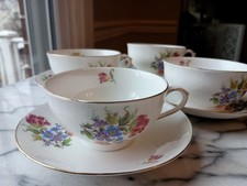 Hand Painted Bone China English Floral Tea Cups & Saucers picture