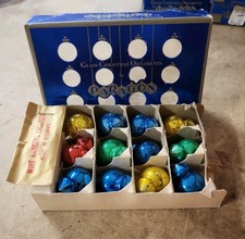 Vintage 12 Paragon Glass Lantern Feather Tree Ornaments In  Original Box picture
