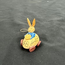 Vtg. Wooden Easter Rabbit With Car Folk Art  picture