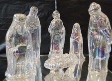 Vintage Iridescent Clear Glass Nativity Set 6 Pc House of Lloyd Silvestri Style picture