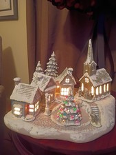 Ceramic Bisque Scioto Christmas Village Vintage Lighted 1988 Set picture