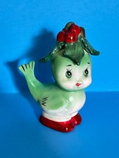 Vintage Lefton Japan Green Holly Bird Christmas Salt Pepper Shakers SINGLE picture