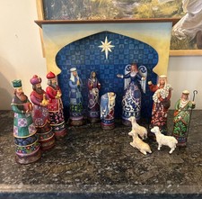 Jim Shore Heartwood Creek Away In A Manger Mini Nativity Set Star Backdrop  picture