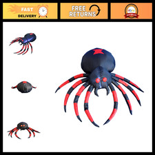 4 FT Inflatable Halloween Spider Decoration - Black & Red Yard Art, Spooky Fun picture