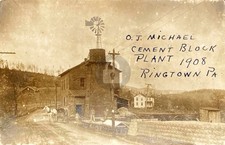 1908 O. J. Michael Cement Block Plant Ringtown PA RPPC Photo Postcard COPY picture