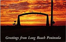 Greetings From Long Beach Peninsula Sunrise Beach Pacific Postcard UNP VTG picture