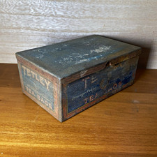 Tetley Orange Pekoe Tea Bags Vintage Advertising Tin Box Blue/Gold picture