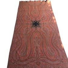 Kashmir Paisley Throw Antique 19th Century Wool Piano Shawl Tablecloth 129