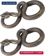 2Pcs Bronze Snake Figurine Decor High Simulation Fantasy Brass Vintage Style Sna picture