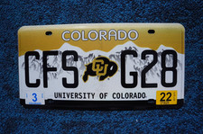 2022 University of Colorado CU BUFFS License Plate picture