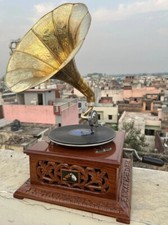 Antique Working Gramophone Vintage Gramophone Player Phonograph Vinyl Recorder picture