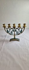 Vintage 1950's Oppenheim enameled brass candlelabra 9inH x 11.25W x 2.25D picture