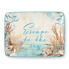 Certified International Escape to the Sea 16x12 Ceramic Platter Coastal picture
