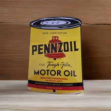 NICE VINTAGE PENNZOIL MOTOR OIL CAN PORCELAIN GAS PUMP SIGN  picture