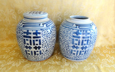 Pair Of Antique Chinese Blue and White Porcelain 